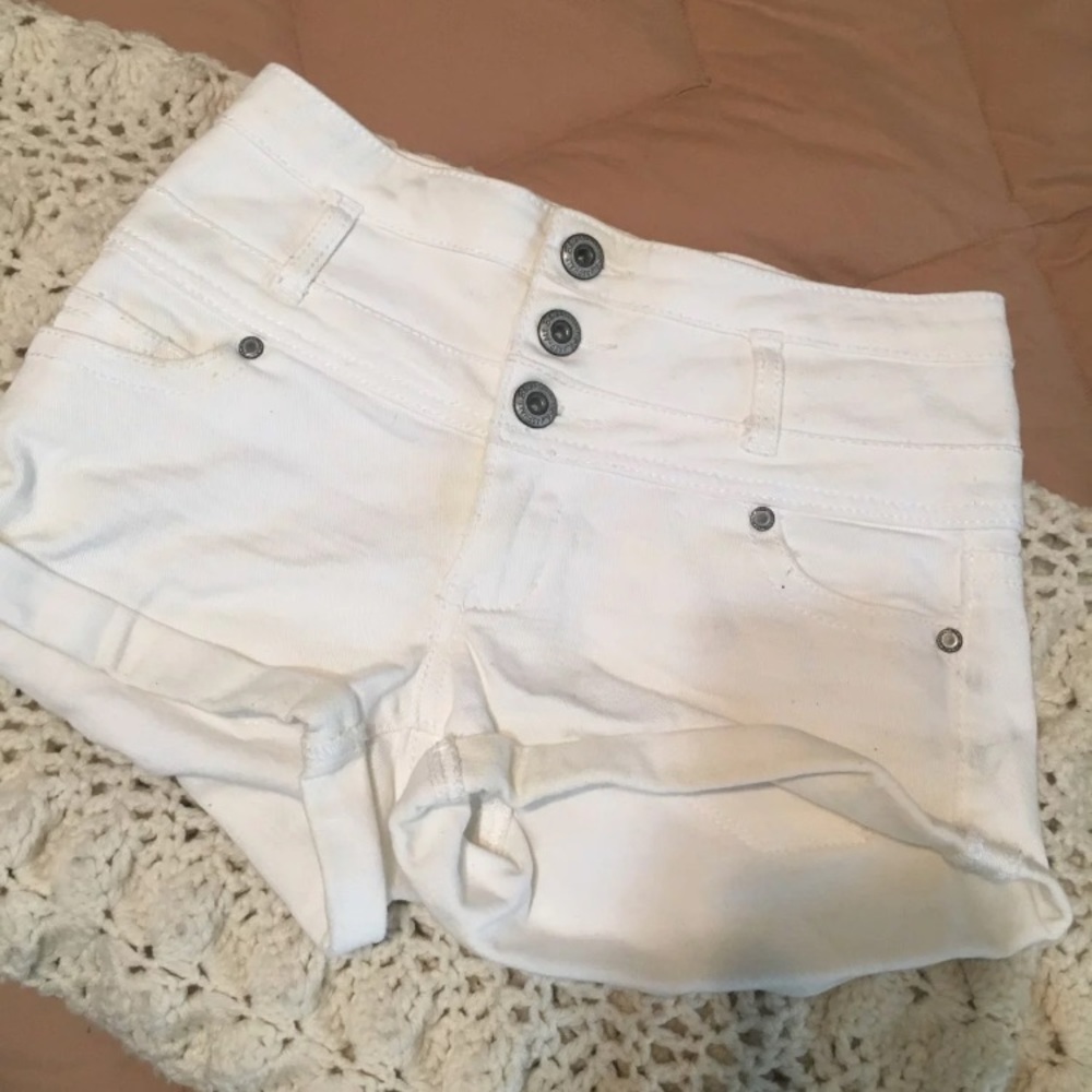 High Waisted White Shorts SIZE 1